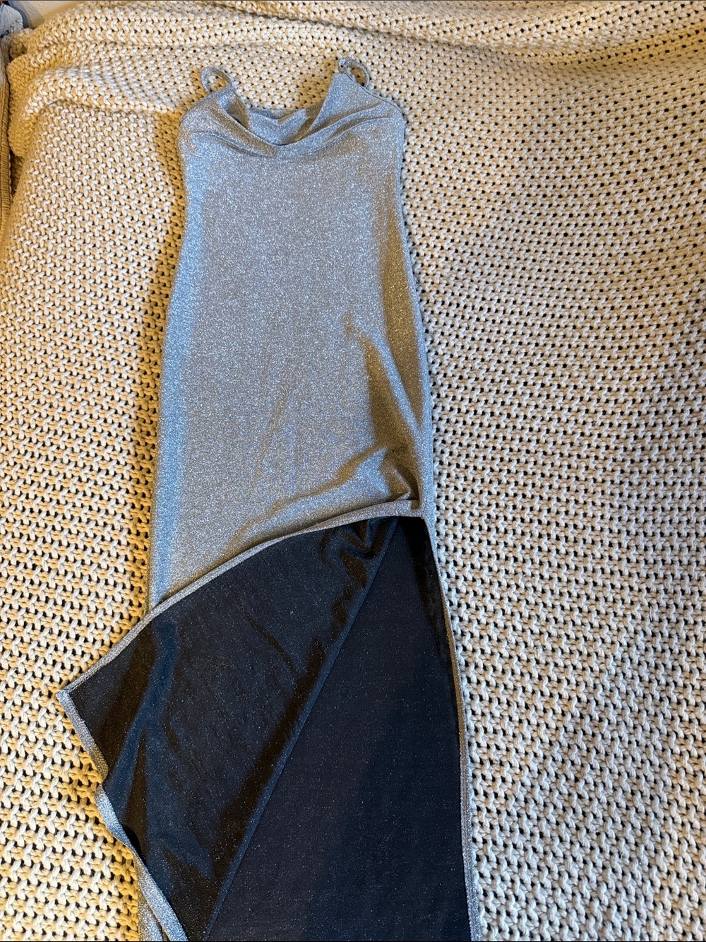 Silver High-Low Metallic Slip Skirt for Women